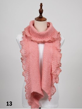 Long Knitted Ruffle Scarf